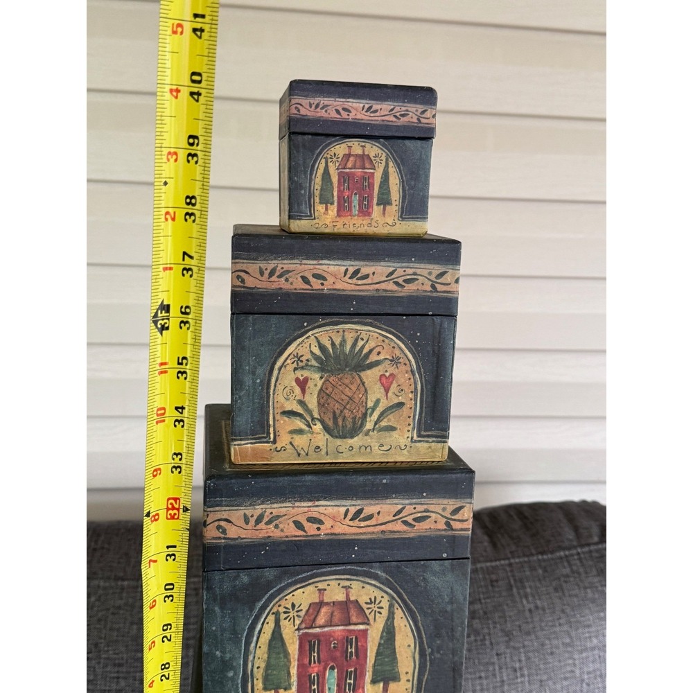 Primative Stacking Boxes (7), Welcome Friends by R.A. Lang Card Co - Picture 2 of 4